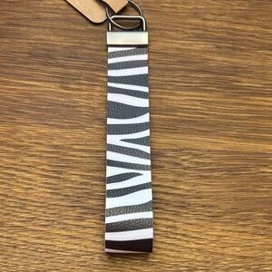 Zebra Pattern Leather Keychain